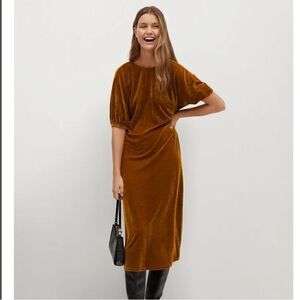 Mango opened back Flowy Velvet Dress size small